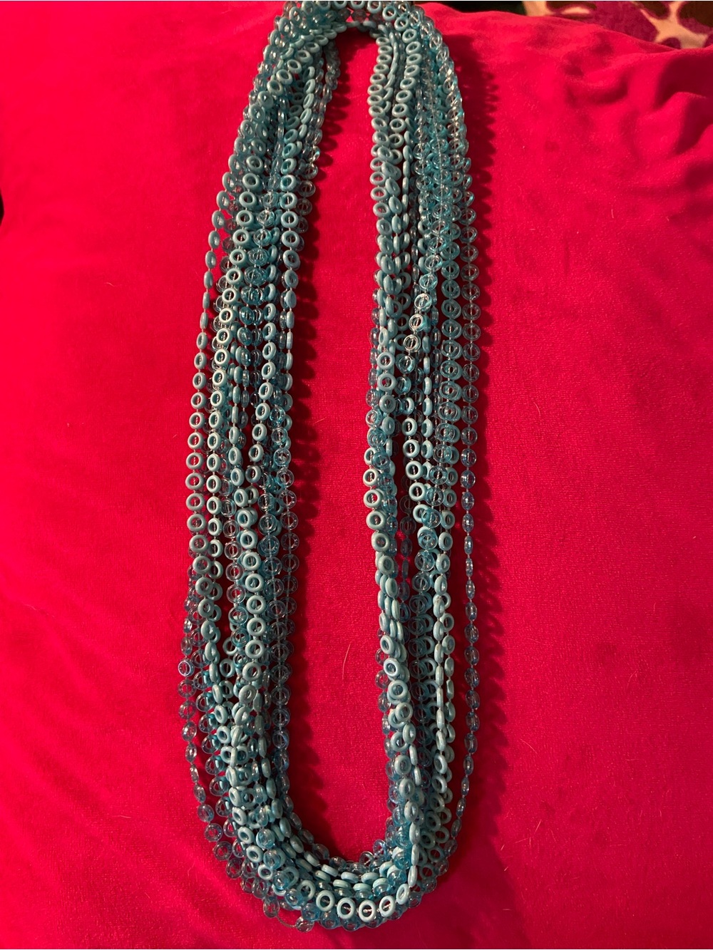 Vintage blue multi-strand beaded necklace